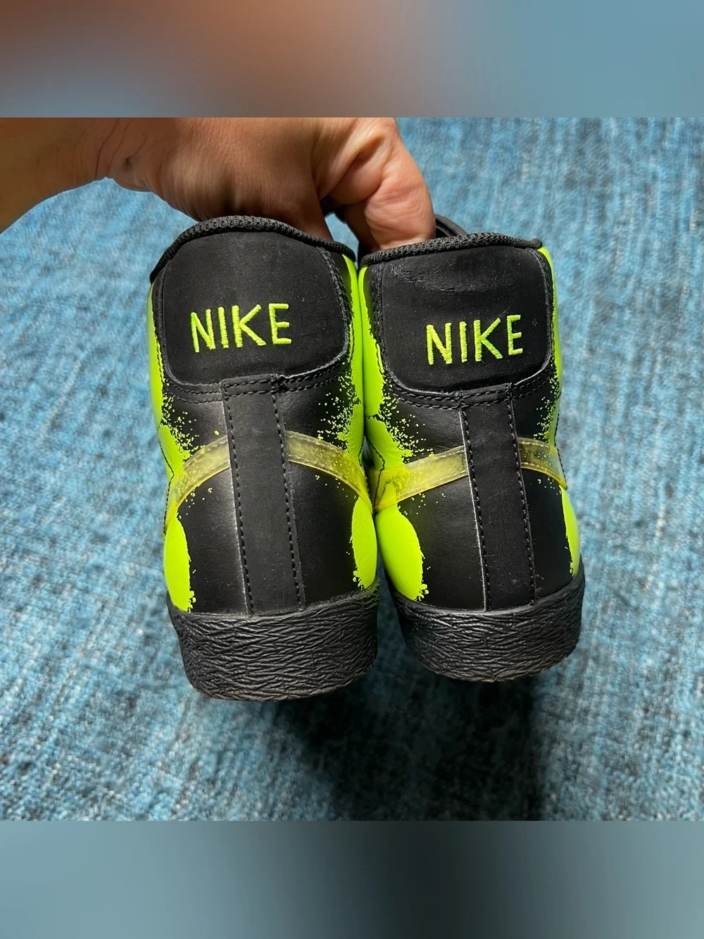 Nike Blazer Mid GS Glow in the Dark Skeleton Sneakers Black Volt 4.5Y or 6 Women